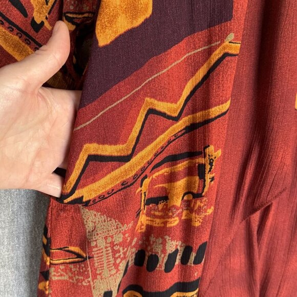 80s 90s Vintage Southwest Indian Foundation Open Front Tunic Pants Set Size M - Picture 5 of 17